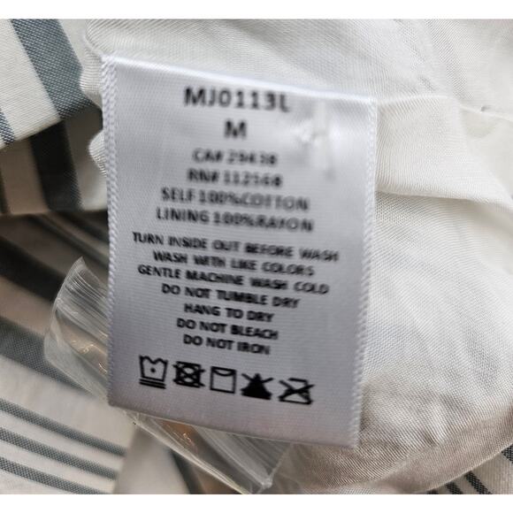 NWT button front tie sleeve blazer mint stripes career business casual blazer M - Picture 5 of 8